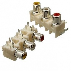 RCA-305 Гнездо RCA белое на плату 3*RCA 