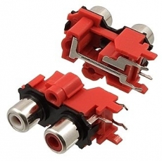 AV2-13 Гнездо RCA красное на плату сдвоенное вертикальное