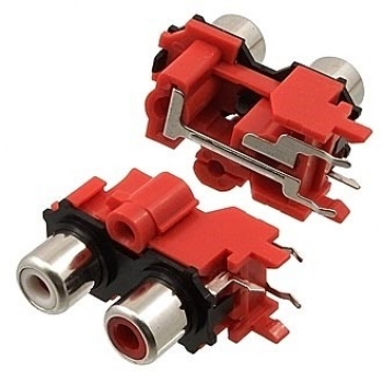 AV2-13 Гнездо RCA красное на плату сдвоенное вертикальное