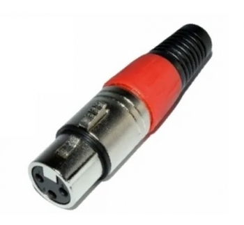 Разъем XLR 3-pin  розетка на кабель   цвет красный
