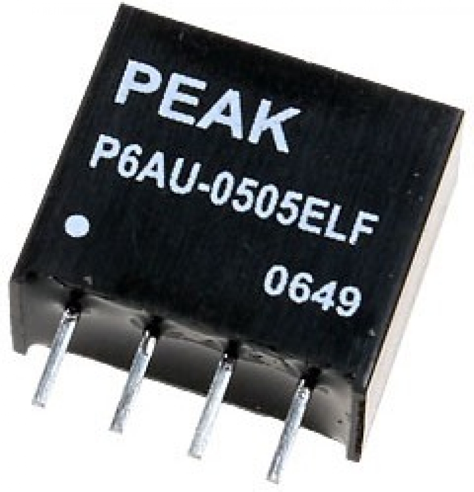P6AU-0505ELF DC/DC преобразователь 1Вт, вход 4.5-5.5В, выход 5В/200мА PEAK Electronics