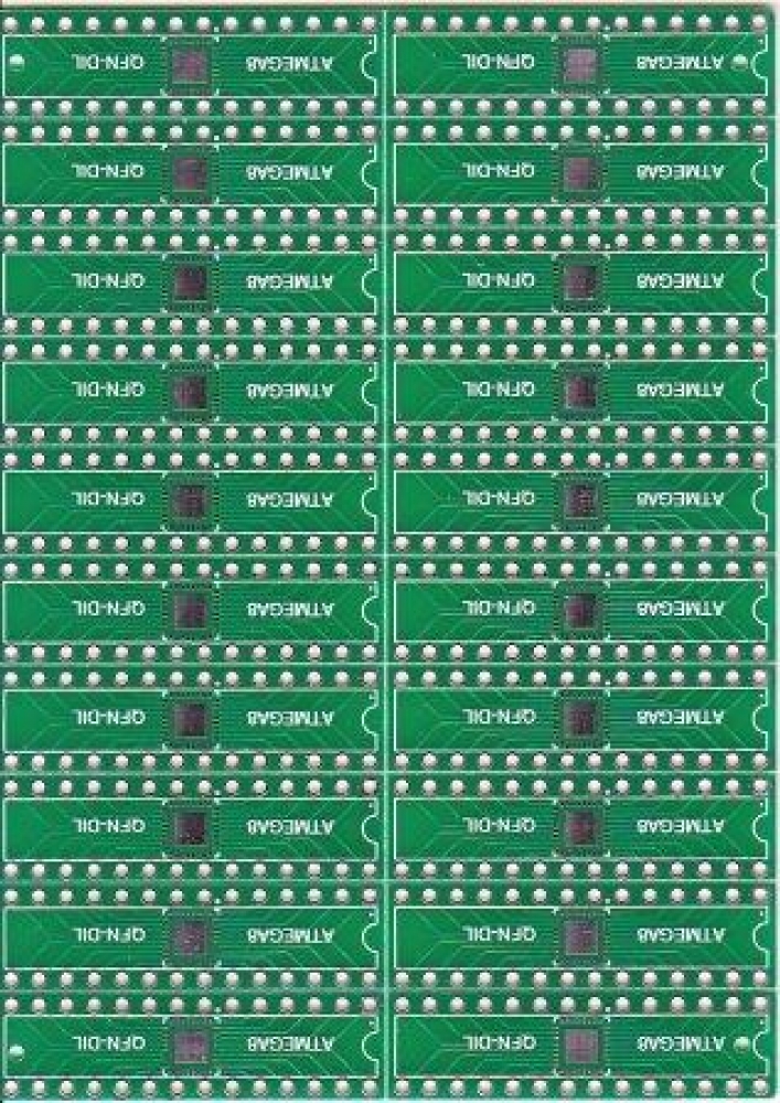 NM4.Плата- переходник PCB для ATMEGA8/48/88/168 QFN-DIP (1линейка на 5 переходников)