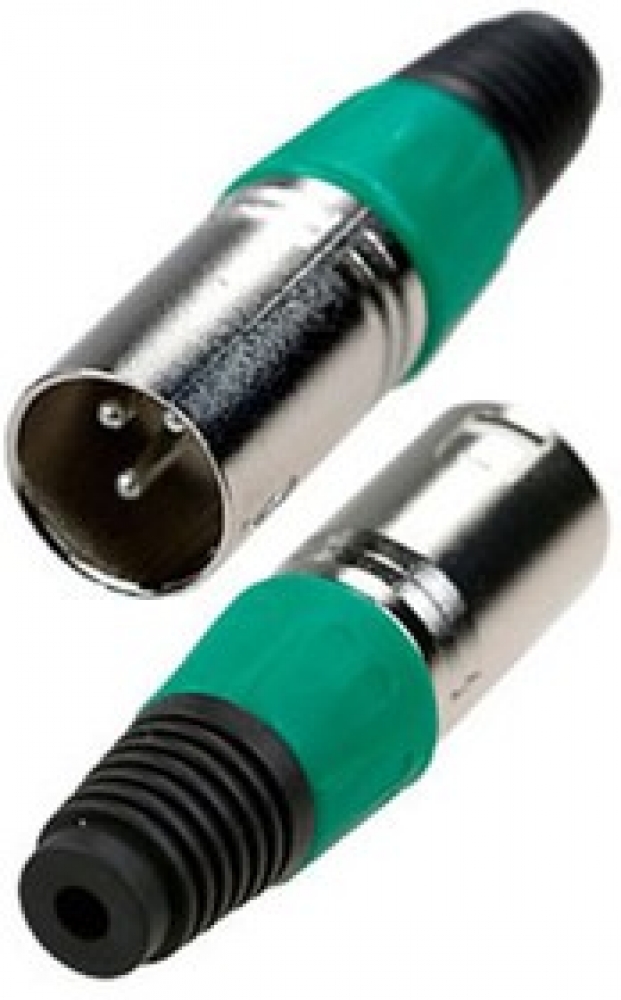Разъем XLR 3-pin вилка на кабель цвет зеленый