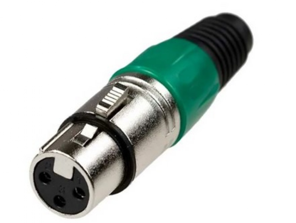 Разъем XLR 3-pin розетка на кабель цвет зеленый